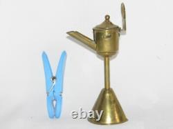 09F11 Antique Whale Oil Lamp Belgian Flemish Folk Art 19th Century