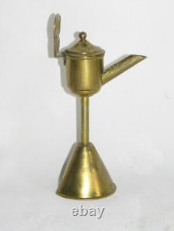 09F11 Antique Whale Oil Lamp Belgian Flemish Folk Art 19th Century