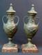 1890 Beautiful Pair Of Cassolettes Fireplace Garniture Reguler Marble 3.8kg 34cm Vases