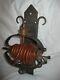19th Century Ancient Wall-mounted Wax Coil Candlestick In Wrought Iron Popular Art Wax Jack