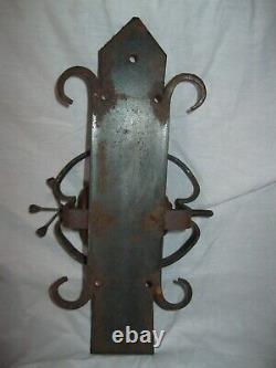 19th Century Ancient Wall-mounted WAX COIL CANDLESTICK in WROUGHT IRON Popular Art Wax Jack