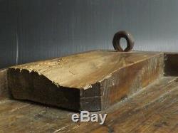 19th Century Beautiful Wooden Fishmonger Cutting Board. Wrought Iron Ring