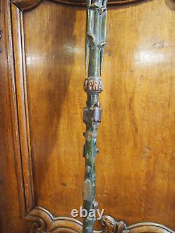 19th Century Carved Wooden Cane Folk Art Cane of Cooper or Lumberjack