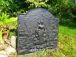 19th Century Cast Iron Fireplace Plaque Brittany Decor Family of Brittany Mill