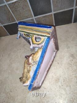 19th Century Faience Wall Shelf with Anthropomorphic Character