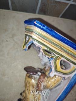 19th Century Faience Wall Shelf with Anthropomorphic Character