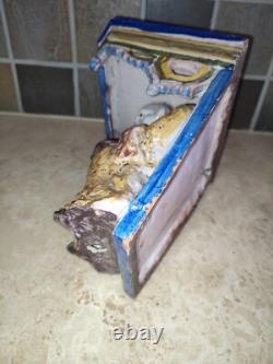 19th Century Faience Wall Shelf with Anthropomorphic Figure