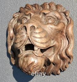 19th Century Gothic Medieval Lion Wood Sculpture Panel Statue Middle Ages