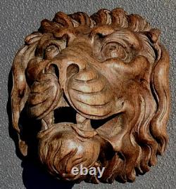 19th Century Gothic Medieval Lion Wood Sculpture Woodwork Statue Middle Ages Figurine