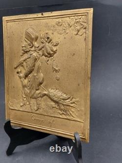 19th-Century Satirical Gilt Bronze Plaque, Caricature of Fallen Napoleon III, 26 x 22 cm, 1.3 kg