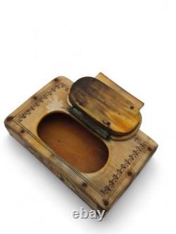 19th Century Snuff Box from 1850, Marine Snuff Box in Horn / with Mermaid Decoration
