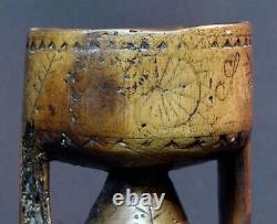 19th Very Beautiful Chalice Cut Wood Carved Folk Or Religious Art 15cm