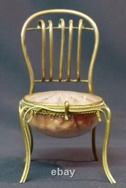 19th superb jewelry box case padded 16cm 175g miniature chair