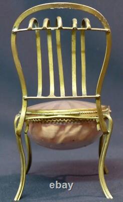 19th superb jewelry box case padded 16cm 175g miniature chair