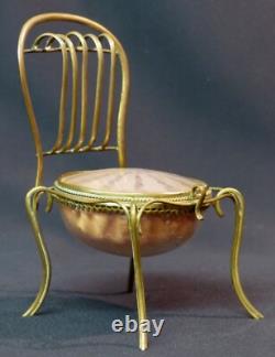19th superb jewelry box padded case 16cm 175g miniature chair