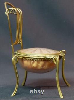 19th superb jewelry box padded case 16cm 175g miniature chair