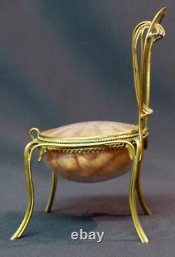 19th superb jewelry box padded case 16cm 175g miniature chair