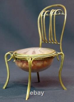 19th superb jewelry box padded case 16cm 175g miniature chair
