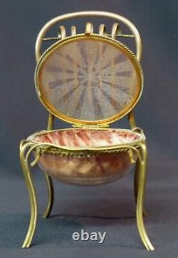 19th superb jewelry box padded case 16cm 175g miniature chair