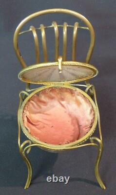 19th superb jewelry box padded case 16cm 175g miniature chair