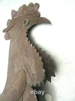 1a12, Rare Sculpture Roof Gourette, Artisan Late Xixth Xxth, Coq In Iron