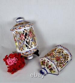 20th Pair of Hand Painted Ceramic Wall Sconces PORTUGAL ART