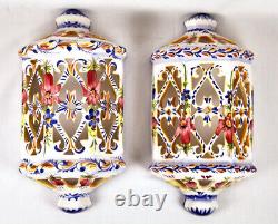 20th Pair of Hand Painted Ceramic Wall Sconces PORTUGAL ART