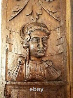 2 17th Panels In Carved Oak Representing Man And Woman
