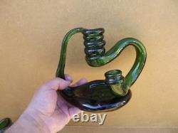 2 Antique Reims Glass Cellar Candle Holders – Folk Art