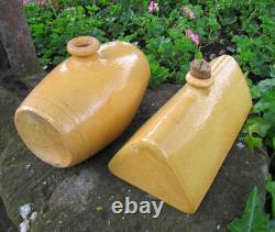 2 Antique Soufflenheim Alsace Vintage French Folk Pottery Art