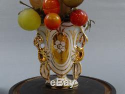 2 Globes Bridal Cabinet Curiosity Napoleon III Fruit Blown Glass