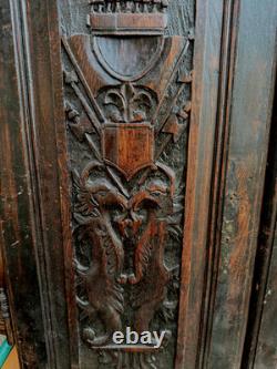 2 Gothic carved wooden panels, early period, oak, birds