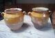 2 Small Fat Jars Yellow South-west France 17 Cm High French Potery Xix Ème