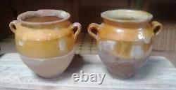 2 Small Fat Jars Yellow South-west France 17 CM High French Potery XIX Ème