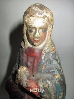 2 Statuettes Wood Polychrome Virgin Mary St Jean 17th High-time Religiosa A