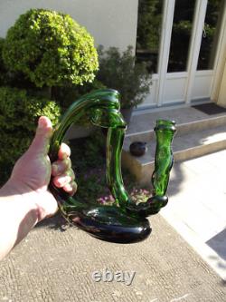 2 antique cellar rat glass candlesticks Reims popular art