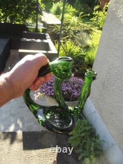 2 antique cellar rat glass candlesticks Reims popular art