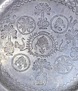 2 antique tin plates richly engraved Delattre Abbeville 1686 XVIIth