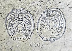 2 antique tin plates richly engraved Delattre Abbeville 1686 XVIIth