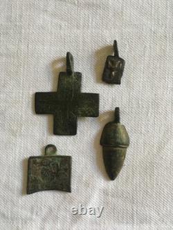 4 Medieval Romanesque Harness Pendants, 12th Century, Early Period
