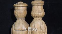 4 Topics Family Marin Chateaubriant Folk Art Carved Wood Late 19th A544