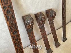 5 carved wooden columns with angelic putti heads