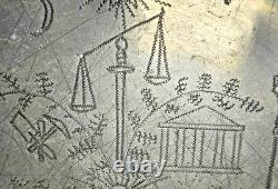 ANCIENT FREEMASONRY GRAND REVOLUTIONARY PLATE 37 cm in ENGRAVED TIN 1796 18th