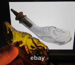 ANCIENT MYSTERY BABY BOTTLE blown molded glass FOLK ART FEEDING BOTTLE
