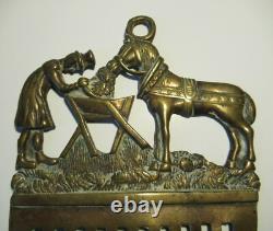 ANCIENT RARE HORSEHAIR COMB BRONZE HORSES antique brass horse FOLK ART