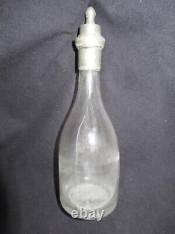 ANCIENT blown glass and cracked TIN feeding bottle 19th century POPULAR ART FEEDING BOTTLE