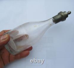 ANTIQUE BLOWN GLASS FEEDING BOTTLE CRACKED TIN 19TH CENTURY FOLK ART ANTIQUE BLOWN GLASS FEEDING BOTTLE CRACKED TIN 19TH CENTURY FOLK ART