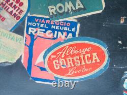 ANTIQUE SUITCASE 1920/30 MANY LABELS (authentic) OF ITALIAN HOTELS