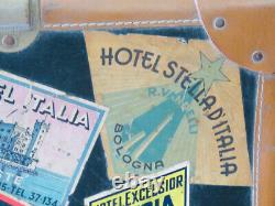 ANTIQUE SUITCASE 1920/30 MANY LABELS (authentic) OF ITALIAN HOTELS