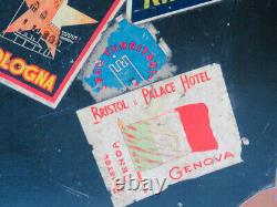 ANTIQUE SUITCASE 1920/30 MANY LABELS (authentic) OF ITALIAN HOTELS